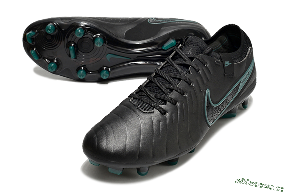 Men's Nike Tiempo Legend 10 Elite FG Firm Ground Low-Tops Football Boots - Black/Jade 3