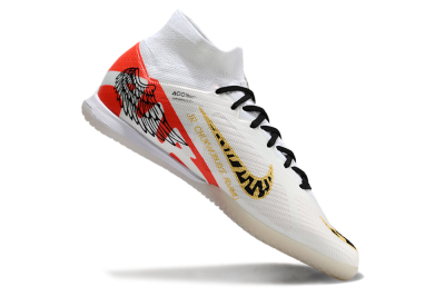 Men's Nike Air Zoom Mercurial Superfly 9 Elite IC Indoor & Futsal High-Tops Football Shoes - White/Gold/Red