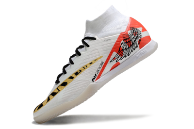 Men's Nike Air Zoom Mercurial Superfly 9 Elite IC Indoor & Futsal High-Tops Football Shoes - White/Gold/Red