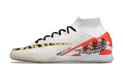 Men's Nike Air Zoom Mercurial Superfly 9 Elite IC Indoor & Futsal High-Tops Football Shoes - White/Gold/Red