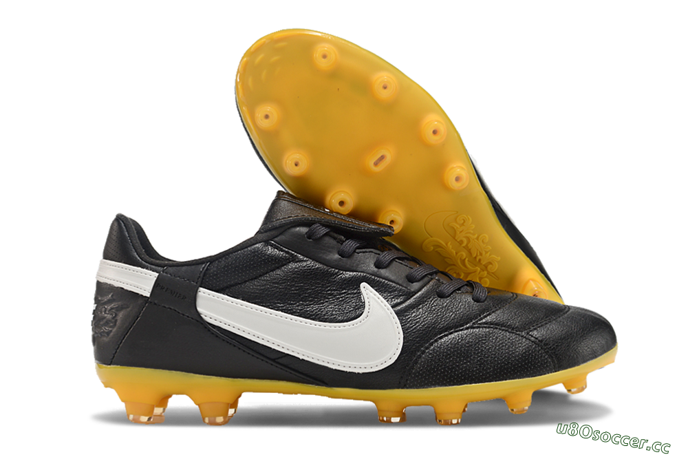 Men's Nike The Premier 3 FG Firm Ground Low-Tops Football Boots - Black/White/Yellow 2