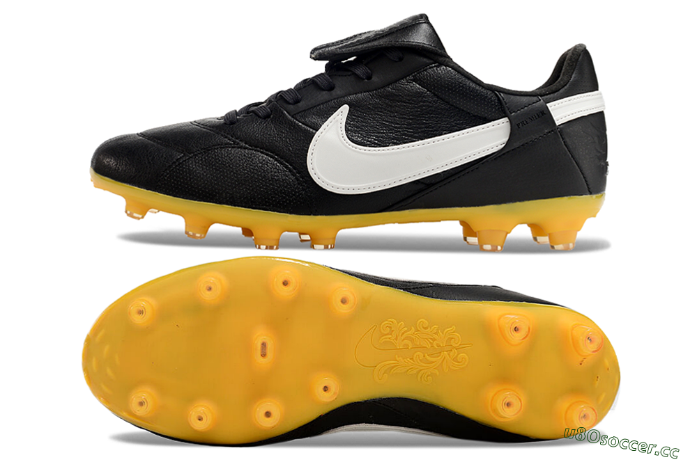 Men's Nike The Premier 3 FG Firm Ground Low-Tops Football Boots - Black/White/Yellow 1