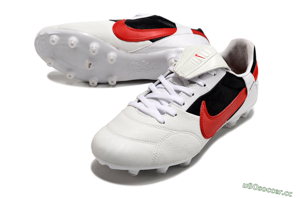 Men's Nike The Premier 3 FG Firm Ground Low-Tops Football Boots - Beige/Red/Black 1