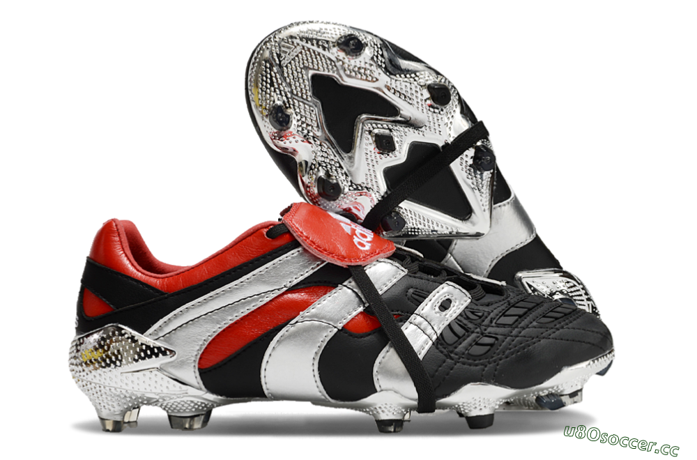 Men's Adidas Predator Accelerator FG Firm Ground Low-Tops Football Boots - Black/Silver/Red 2