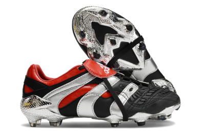 Men's Adidas Predator Accelerator FG Firm Ground Low-Tops Football Boots - Black/Silver/Red