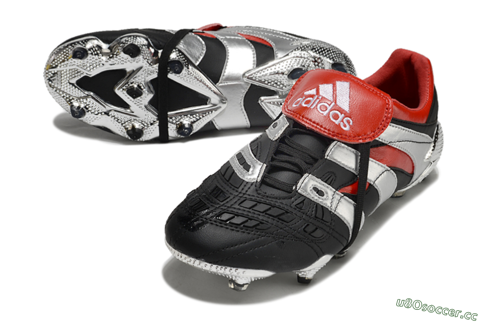 Men's Adidas Predator Accelerator FG Firm Ground Low-Tops Football Boots - Black/Silver/Red 3
