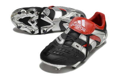 Men's Adidas Predator Accelerator FG Firm Ground Low-Tops Football Boots - Black/Silver/Red