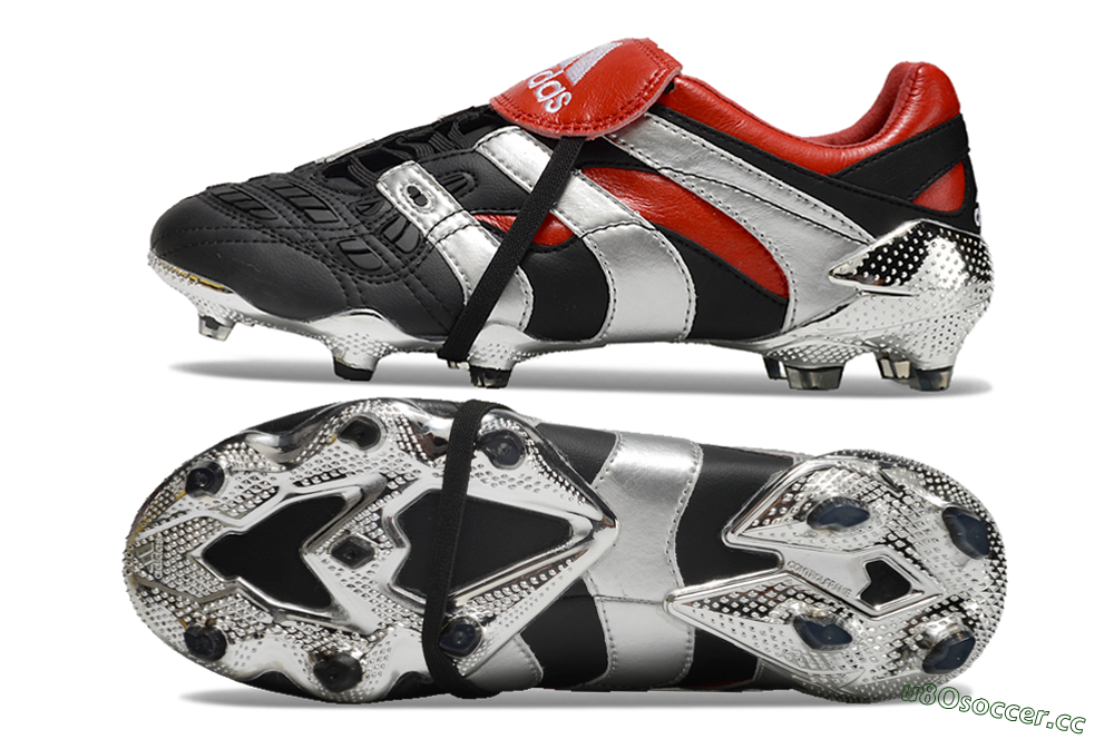 Men's Adidas Predator Accelerator FG Firm Ground Low-Tops Football Boots - Black/Silver/Red 1