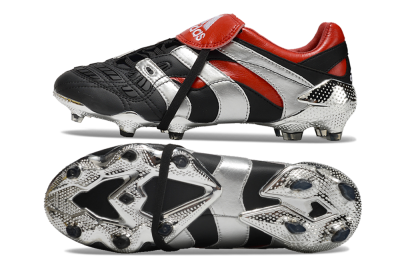 Men's Adidas Predator Accelerator FG Firm Ground Low-Tops Football Boots - Black/Silver/Red