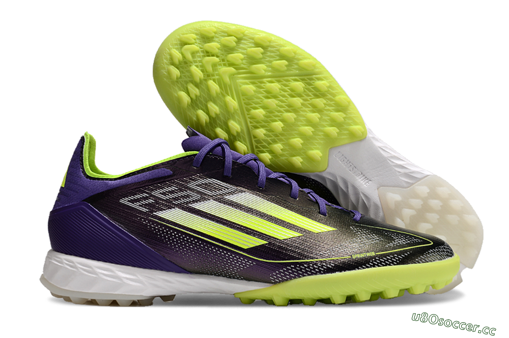 Unisex Adidas F50 Elite TF Artificial Turf Low-Tops Football Shoes - Purple/Yellow/White 5