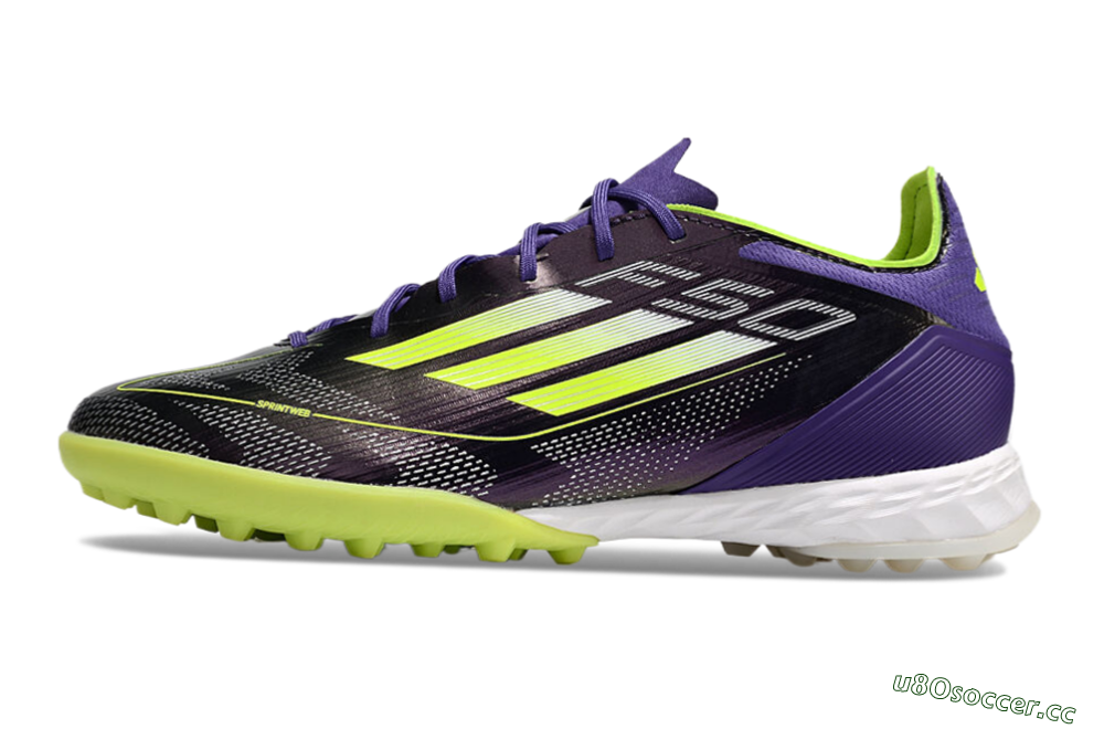 Unisex Adidas F50 Elite TF Artificial Turf Low-Tops Football Shoes - Purple/Yellow/White 4
