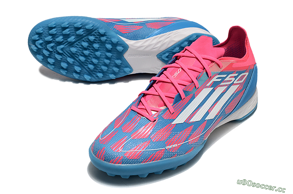 Unisex Adidas F50 Elite FG Artificial Turf Low-Tops Football Boots - Blue/Pink/White 3