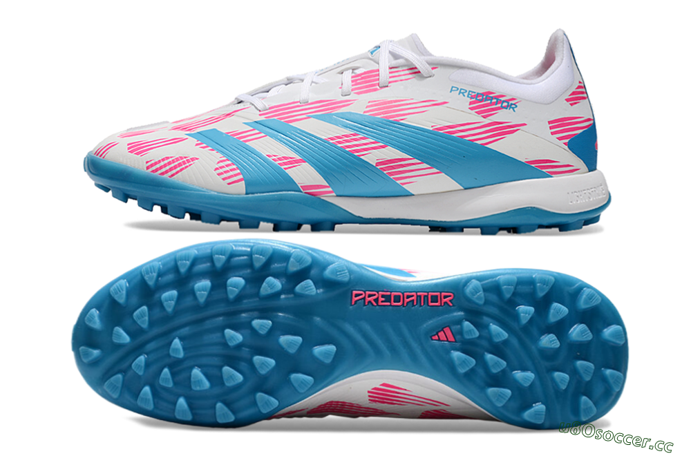 Men's Adidas Predator Elite 24 TF Artificial Turf Low-Tops Football Shoes - White/Pink/Blue 1