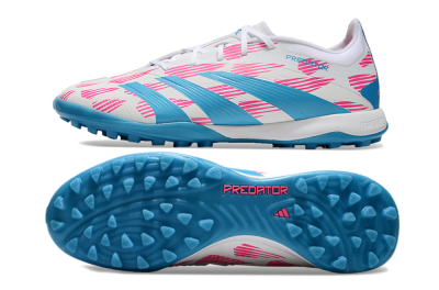 Men's Adidas Predator Elite 24 TF Artificial Turf Low-Tops Football Shoes - White/Pink/Blue