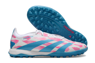 Men's Adidas Predator Elite 24 TF Artificial Turf Low-Tops Football Shoes - White/Pink/Blue