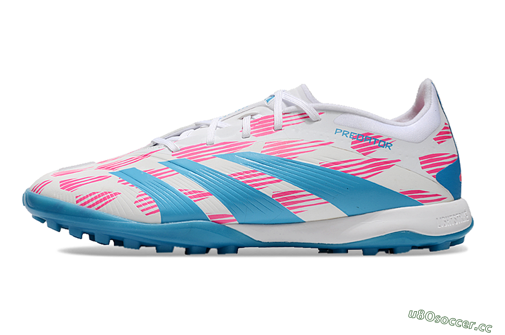 Men's Adidas Predator Elite 24 TF Artificial Turf Low-Tops Football Shoes - White/Pink/Blue 0