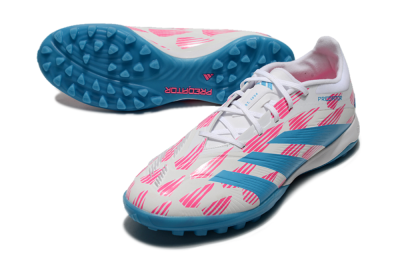 Men's Adidas Predator Elite 24 TF Artificial Turf Low-Tops Football Shoes - White/Pink/Blue