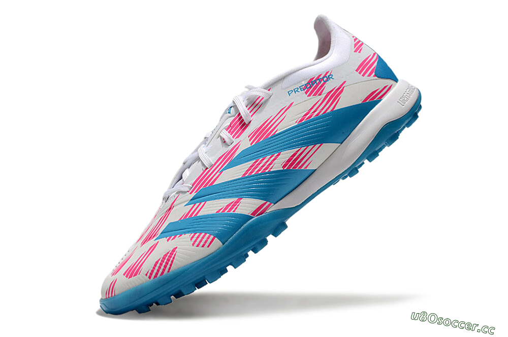Men's Adidas Predator Elite 24 TF Artificial Turf Low-Tops Football Shoes - White/Pink/Blue 5