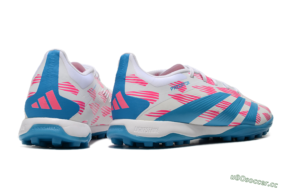 Men's Adidas Predator Elite 24 TF Artificial Turf Low-Tops Football Shoes - White/Pink/Blue 6
