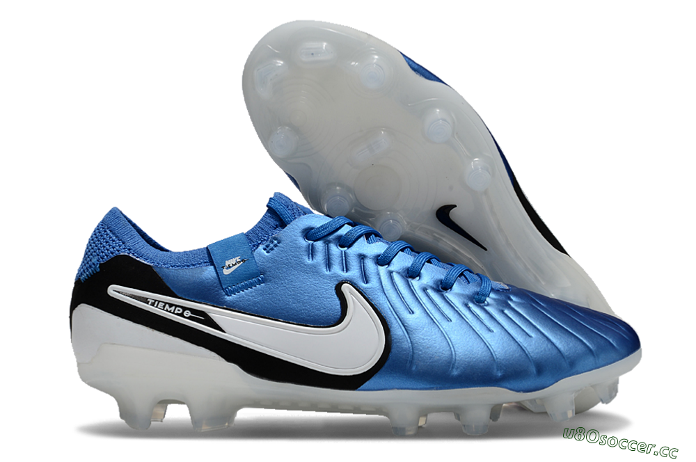 Unisex Nike Tiempo Legend 10 Elite FG Firm Ground Low-Tops Football Boots - Blue/White/Black 2