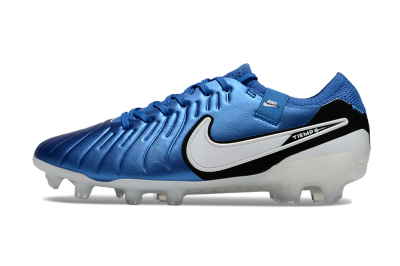 Unisex Nike Tiempo Legend 10 Elite FG Firm Ground Low-Tops Football Boots - Blue/White/Black