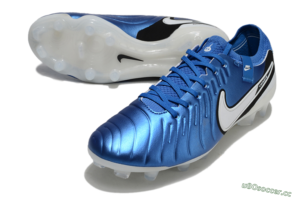 Unisex Nike Tiempo Legend 10 Elite FG Firm Ground Low-Tops Football Boots - Blue/White/Black 3