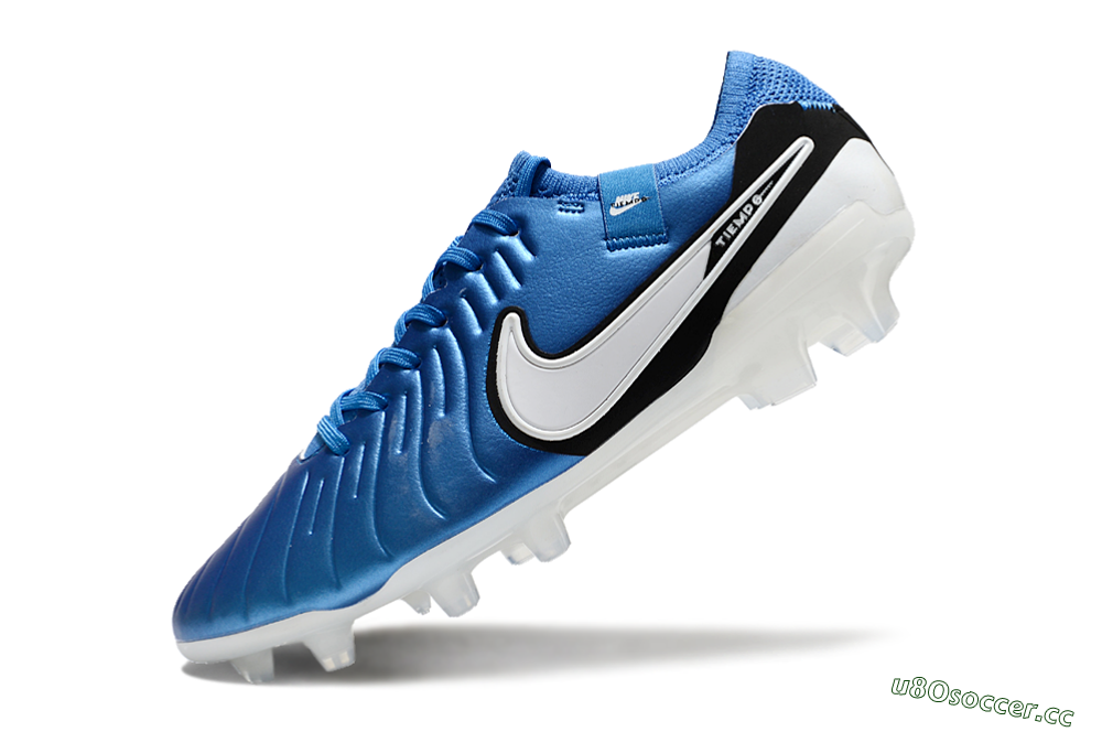Unisex Nike Tiempo Legend 10 Elite FG Firm Ground Low-Tops Football Boots - Blue/White/Black 5