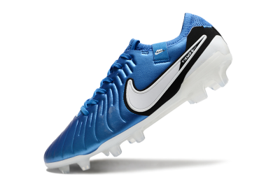 Unisex Nike Tiempo Legend 10 Elite FG Firm Ground Low-Tops Football Boots - Blue/White/Black