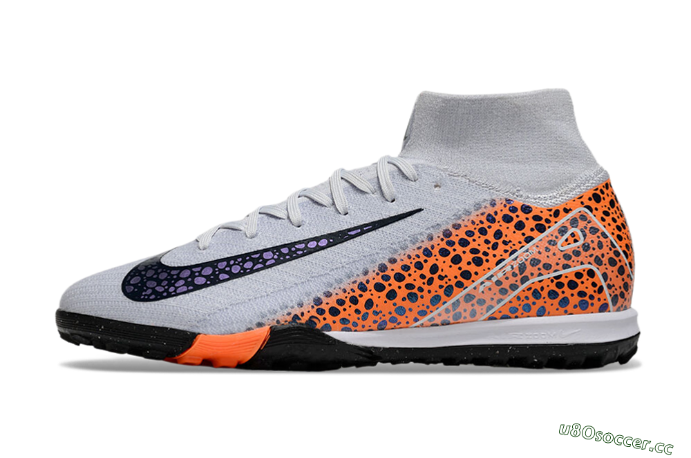 Unisex Nike Air Zoom Mercurial Superfly 10 Elite TF Artificial Turf High-Tops Football Shoes - White/Black/Orange 0