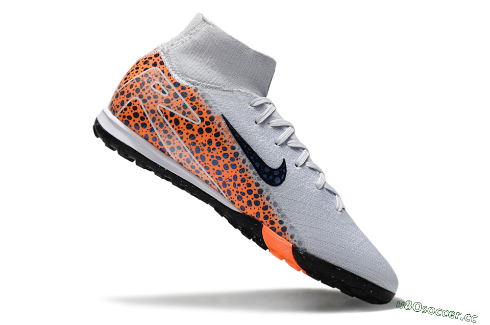 Unisex Nike Air Zoom Mercurial Superfly 10 Elite TF Artificial Turf High-Tops Football Shoes - White/Black/Orange 4