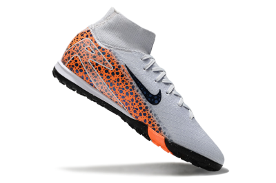 Unisex Nike Air Zoom Mercurial Superfly 10 Elite TF Artificial Turf High-Tops Football Shoes - White/Black/Orange