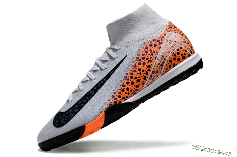 Unisex Nike Air Zoom Mercurial Superfly 10 Elite TF Artificial Turf High-Tops Football Shoes - White/Black/Orange 5
