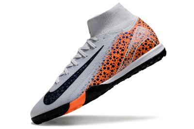 Unisex Nike Air Zoom Mercurial Superfly 10 Elite TF Artificial Turf High-Tops Football Shoes - White/Black/Orange