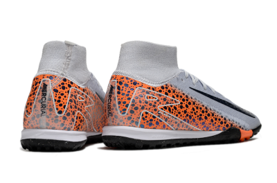 Unisex Nike Air Zoom Mercurial Superfly 10 Elite TF Artificial Turf High-Tops Football Shoes - White/Black/Orange
