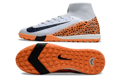 Unisex Nike Air Zoom Mercurial Superfly 10 Elite TF Artificial Turf High-Tops Football Shoes - Grey/Orange/Black