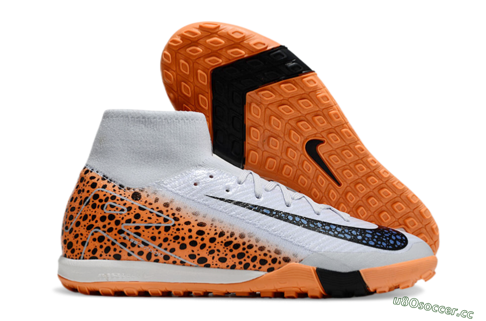 Unisex Nike Air Zoom Mercurial Superfly 10 Elite TF Artificial Turf High-Tops Football Shoes - Grey/Orange/Black 2