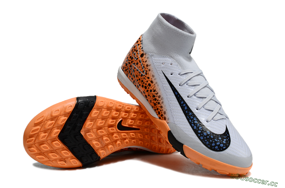Unisex Nike Air Zoom Mercurial Superfly 10 Elite TF Artificial Turf High-Tops Football Shoes - Grey/Orange/Black 3
