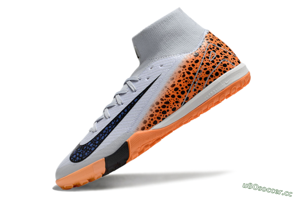 Unisex Nike Air Zoom Mercurial Superfly 10 Elite TF Artificial Turf High-Tops Football Shoes - Grey/Orange/Black 5