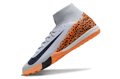 Unisex Nike Air Zoom Mercurial Superfly 10 Elite TF Artificial Turf High-Tops Football Shoes - Grey/Orange/Black