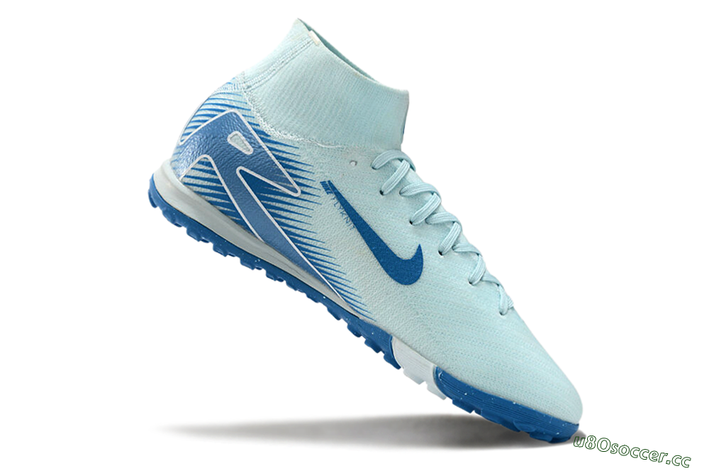 Unisex Nike Air Zoom Mercurial Superfly 10 Elite TF Artificial Turf High-Tops Football Shoes - Jade/Beige/Blue 4