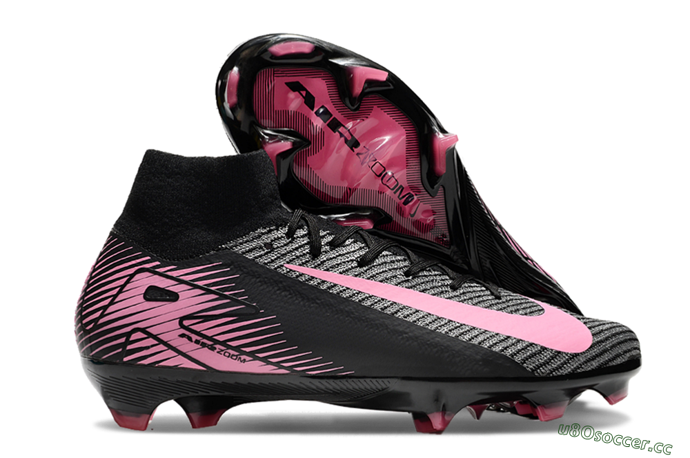 Unisex Nike Air Zoom Mercurial Superfly 10 Elite FG Firm Ground High-Tops Football Boots - Black/Pink 2