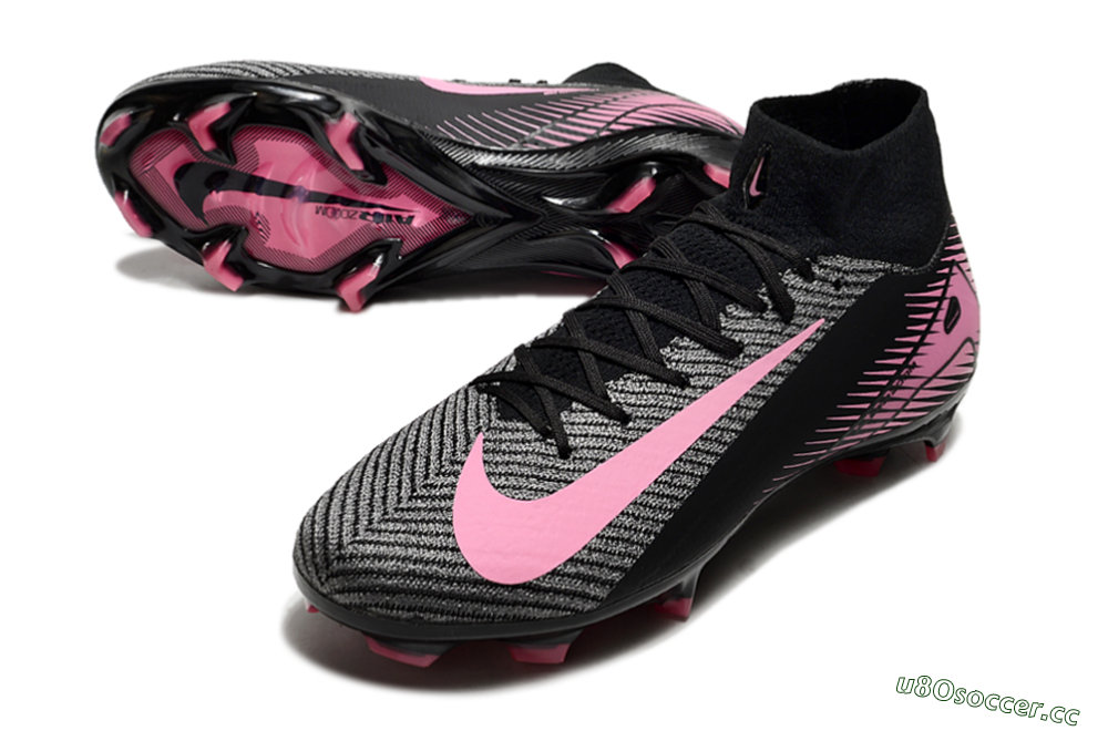 Unisex Nike Air Zoom Mercurial Superfly 10 Elite FG Firm Ground High-Tops Football Boots - Black/Pink 3