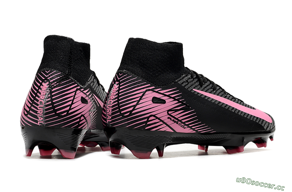 Unisex Nike Air Zoom Mercurial Superfly 10 Elite FG Firm Ground High-Tops Football Boots - Black/Pink 6