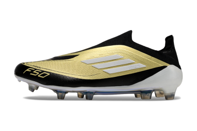 Men's Adidas F50 Adizero Messi Laceless FG Firm Ground Low-Tops Football Boots - Gold/White/Black