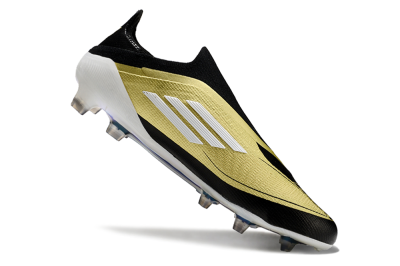 Men's Adidas F50 Adizero Messi Laceless FG Firm Ground Low-Tops Football Boots - Gold/White/Black