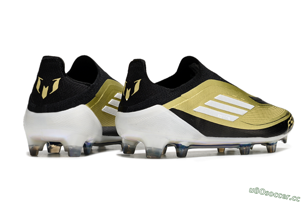 Men's Adidas F50 Adizero Messi Laceless FG Firm Ground Low-Tops Football Boots - Gold/White/Black 6