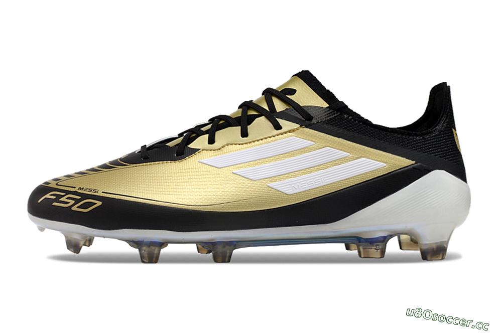 Men's Adidas F50 Adizero Messi FG Firm Ground Low-Tops Football Boots - Gold/White/Black 4