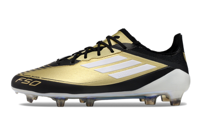 Men's Adidas F50 Adizero Messi FG Firm Ground Low-Tops Football Boots - Gold/White/Black