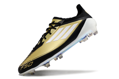 Men's Adidas F50 Adizero Messi FG Firm Ground Low-Tops Football Boots - Gold/White/Black