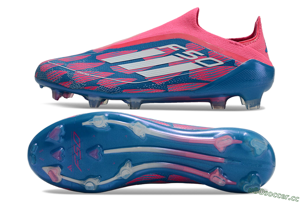 Men's Adidas F50 Elite Laceless FG Firm Ground Low-Tops Football Boots - Blue/Pink/White 6